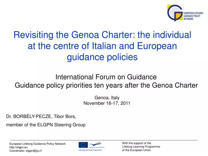revisiting the genoa charter the individual at the centre of italian and european guidance policies