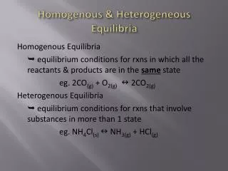 homogenous heterogeneous equilibria