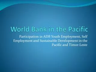 World Bank in the Pacific