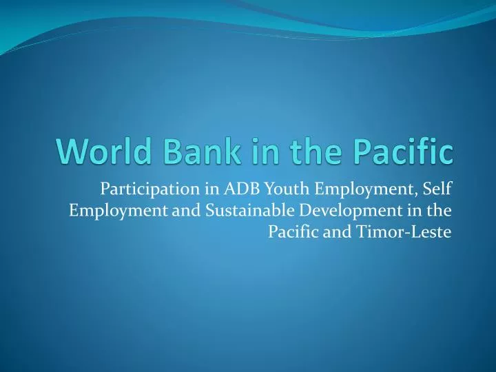world bank in the pacific