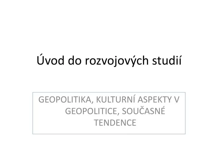 vod do rozvojov ch studi