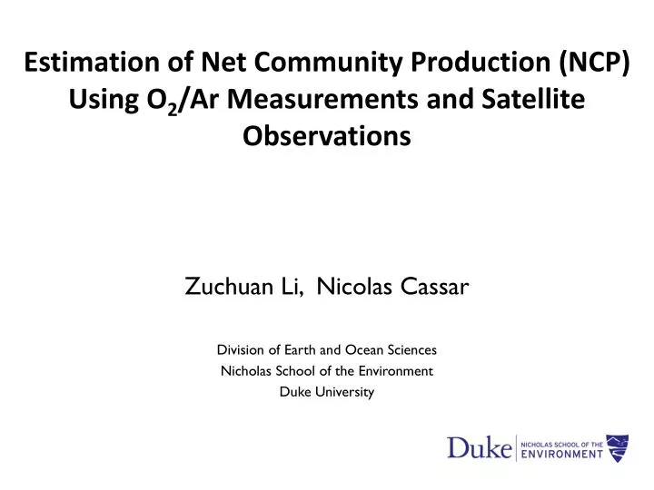 estimation of net community production ncp using o 2 ar measurements and satellite observations