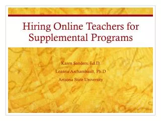 Hiring Online Teachers for Supplemental Programs