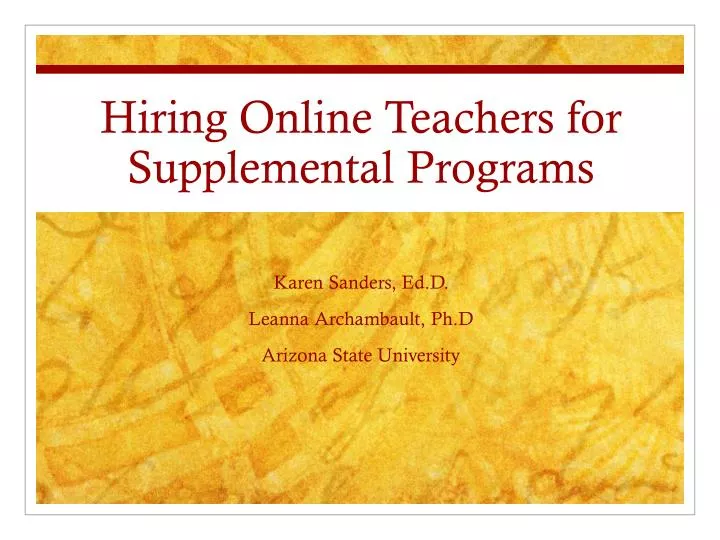 hiring online teachers for supplemental programs