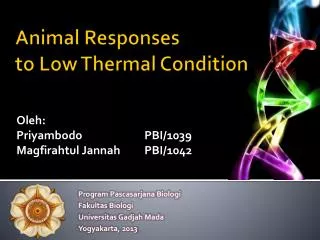 Animal Responses to Low Thermal Condition