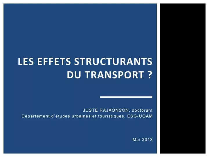 les effets structurants du transport