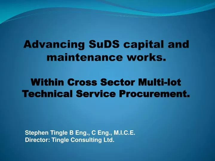 advancing suds capital and maintenance works