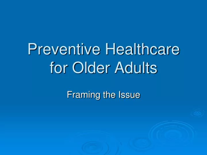 preventive healthcare for older adults