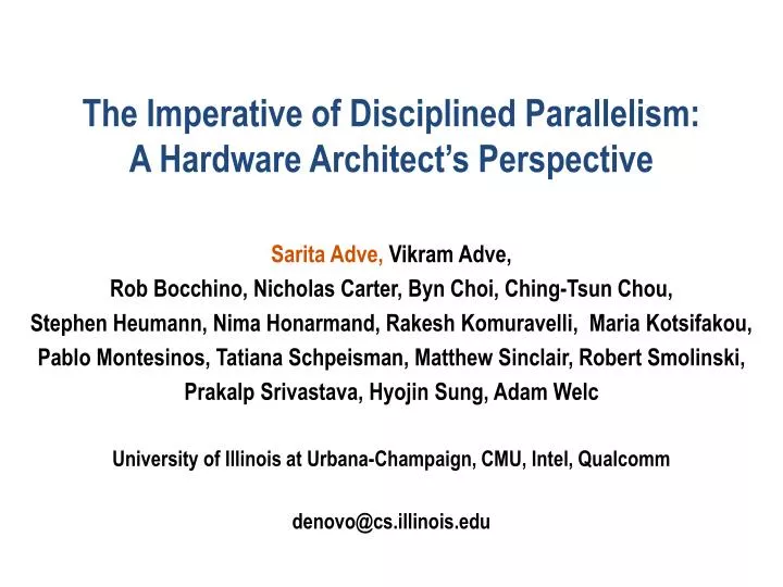 the imperative of disciplined parallelism a hardware architect s perspective