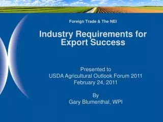 Foreign Trade &amp; The NEI Industry Requirements for Export Success