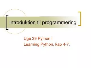 introduktion til programmering