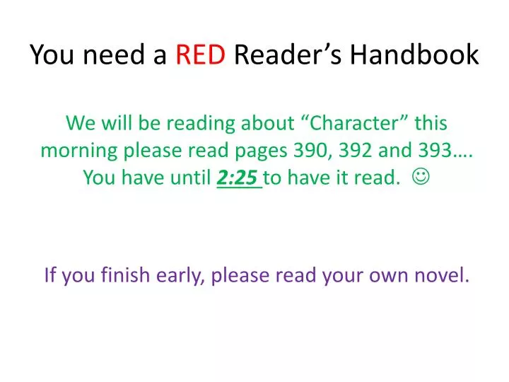 you need a red reader s handbook