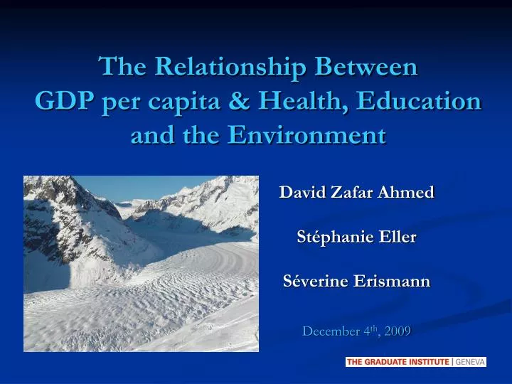 the relationship between gdp per capita health education and the environment