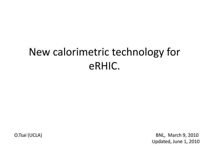 new calorimetric technology for erhic