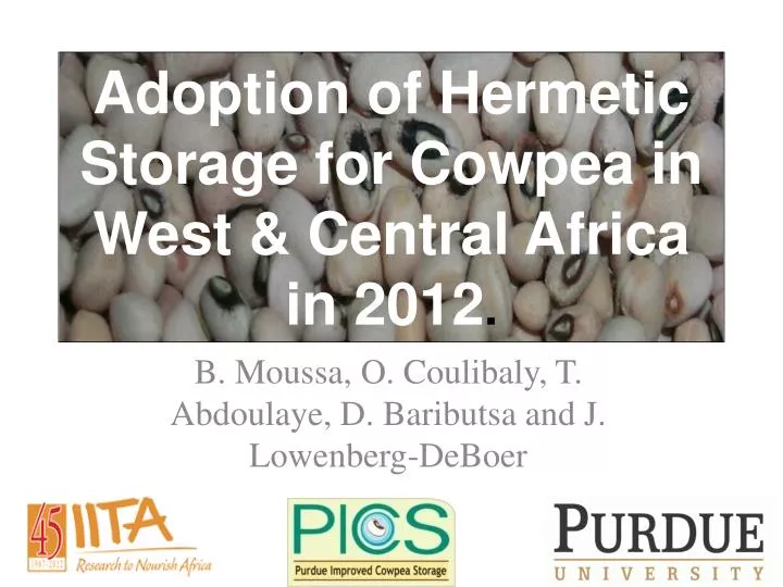 adoption of hermetic storage for cowpea in west central africa in 2012