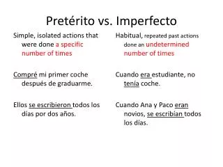 pret rito vs imperfecto