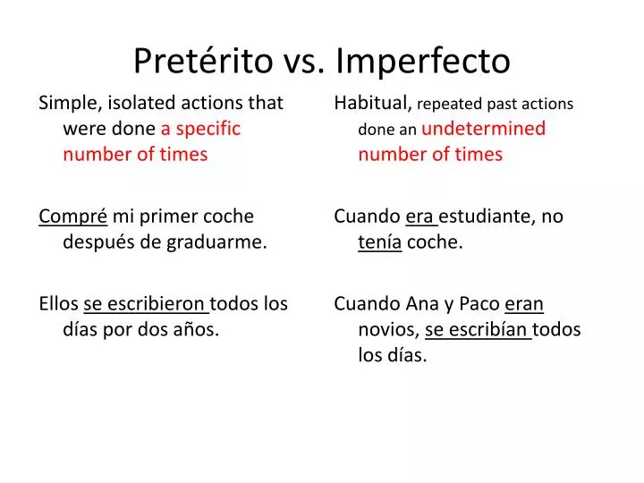 pret rito vs imperfecto