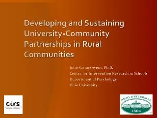 Developing and Sustaining University-Community Partnerships in Rural Communities
