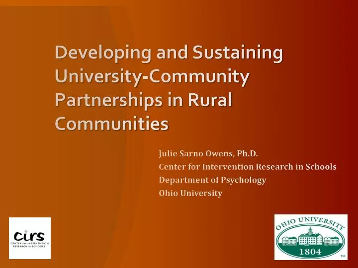 developing and sustaining university community partnerships in rural communities