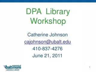 DPA Library Workshop