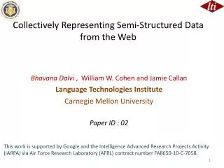 Collectively Representing Semi-Structured Data from the Web