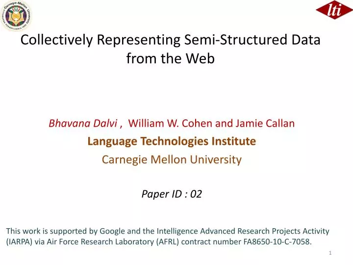 collectively representing semi structured data from the web