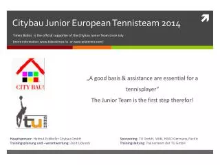 Citybau Junior European Tennisteam 2014