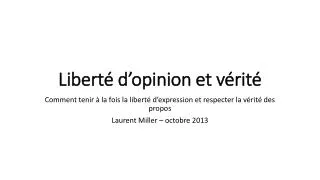 libert d opinion et v rit