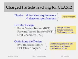 Charged Particle Tracking for CLAS12
