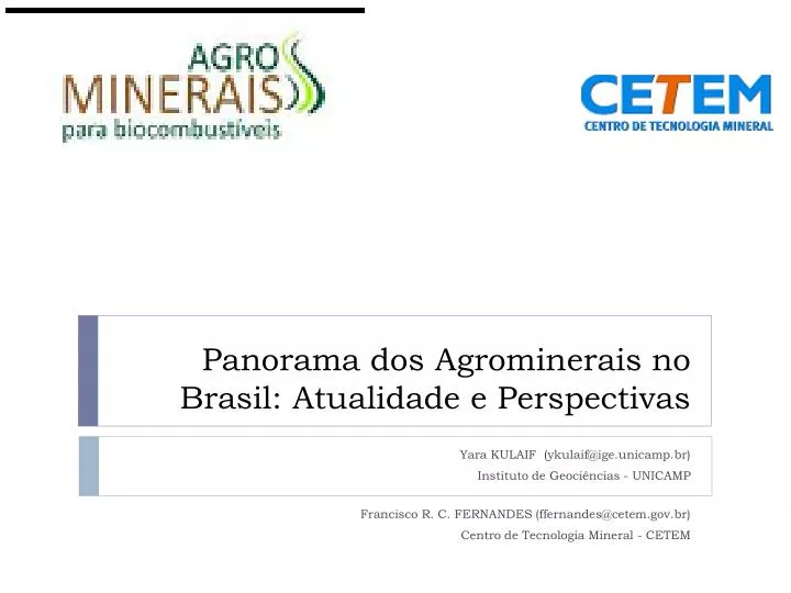 panorama dos agrominerais no brasil atualidade e perspectivas