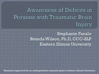 Awareness of Deficits in Persons with Traumatic Brain Injury