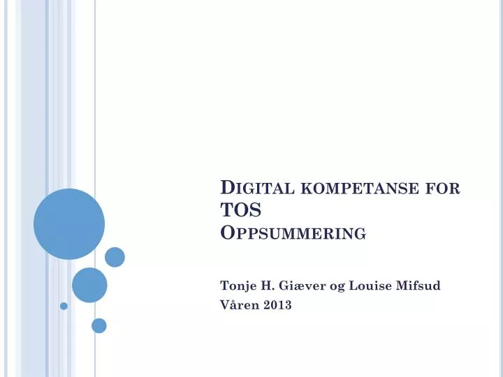 digital kompetanse for tos oppsummering