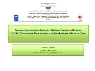 Conférence PAYS PAA « Célébrons nos succès » Du 12 au 16 nov. 2012 – Hôtel les almadies