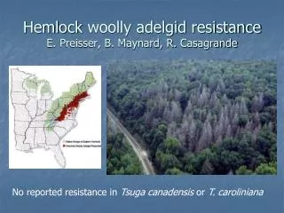 Hemlock woolly adelgid resistance E. Preisser, B. Maynard, R. Casagrande