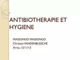 antibiotherapie et hygiene