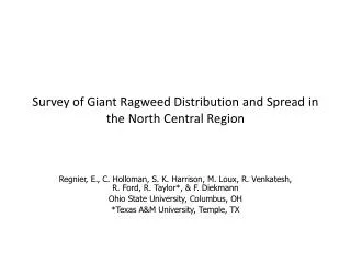Survey of Giant Ragweed Distribution and Spread in the North Central Region