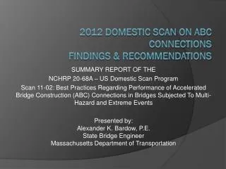 2012 Domestic Scan on ABC Connections Findings &amp; Recommendations