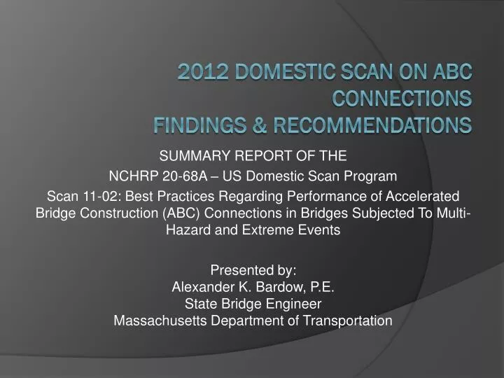 2012 domestic scan on abc connections findings recommendations