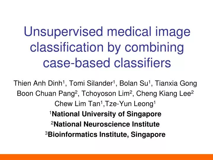 unsupervised medical image classification by combining case based classifiers