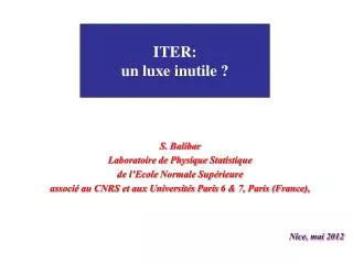 ITER: un luxe inutile ?