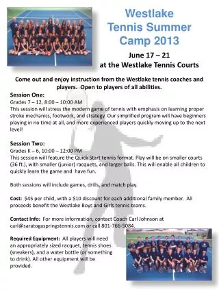 Westlake Tennis Summer Camp 2013