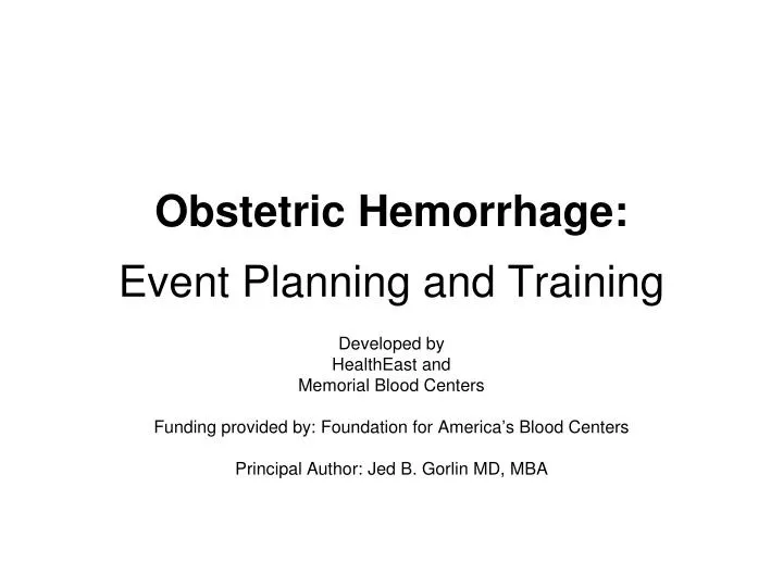 obstetric hemorrhage event planning and training