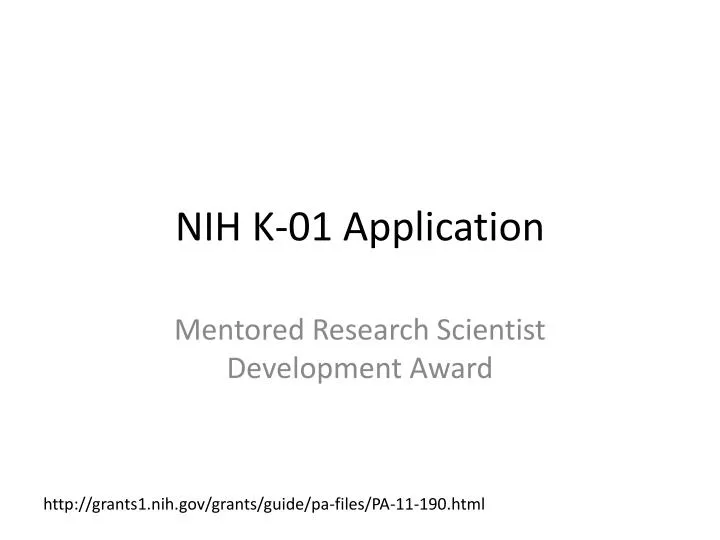 nih k 01 application