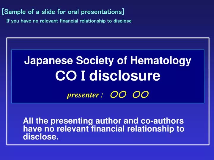 japanese society of hematology disclosure presenter