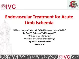 Endovascular Treatment for Acute Limb Ischemia