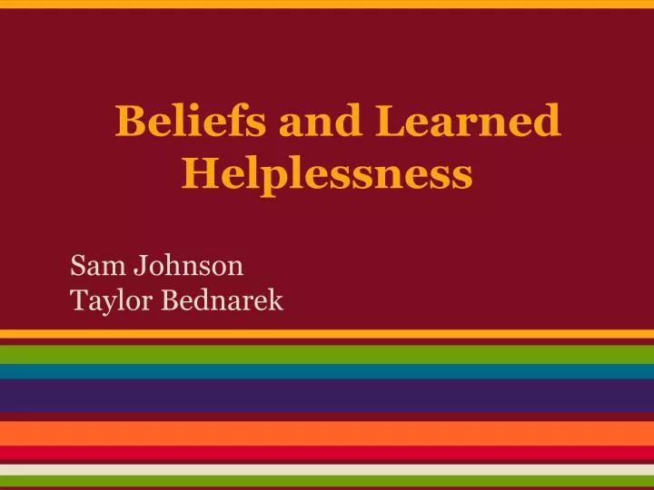beliefs and learned helplessness