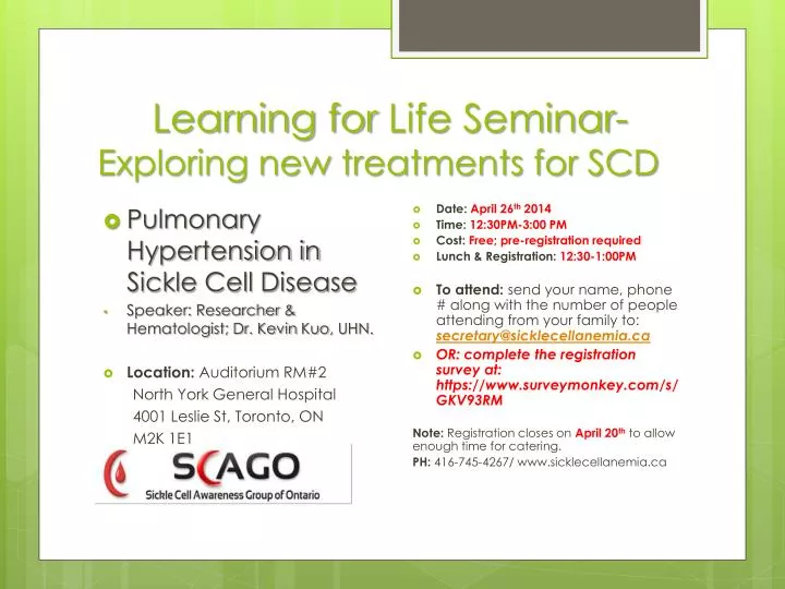 learning for life seminar exploring new treatments for scd