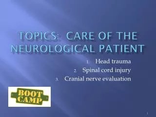 Topics: care of the neurological patient