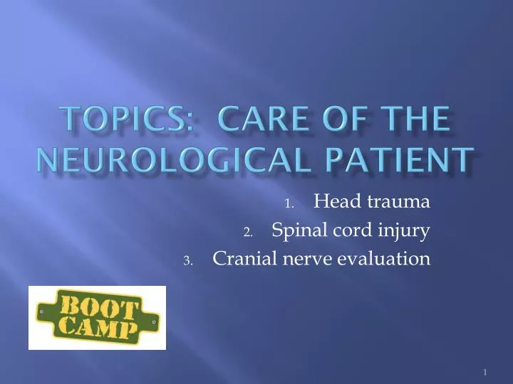topics care of the neurological patient