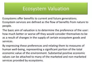 Ecosystem Valuation